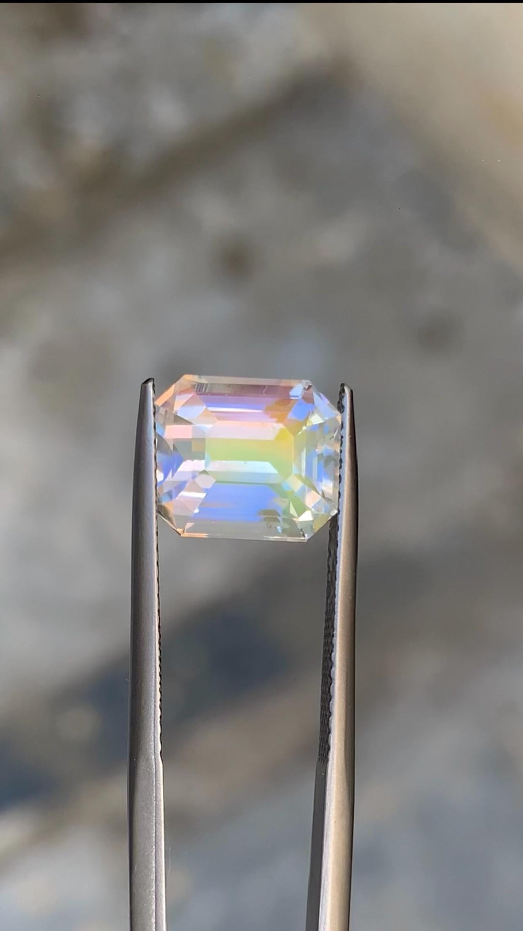 Emerald Cut Rainbow Moonstone Gemstone: Madagascar Loose Stone, 4.45 CT