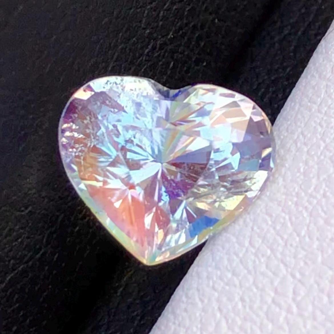 Rainbow Moonstone 3.65 Carat Heart Cut 10x8mm Gemstone from Madagascar