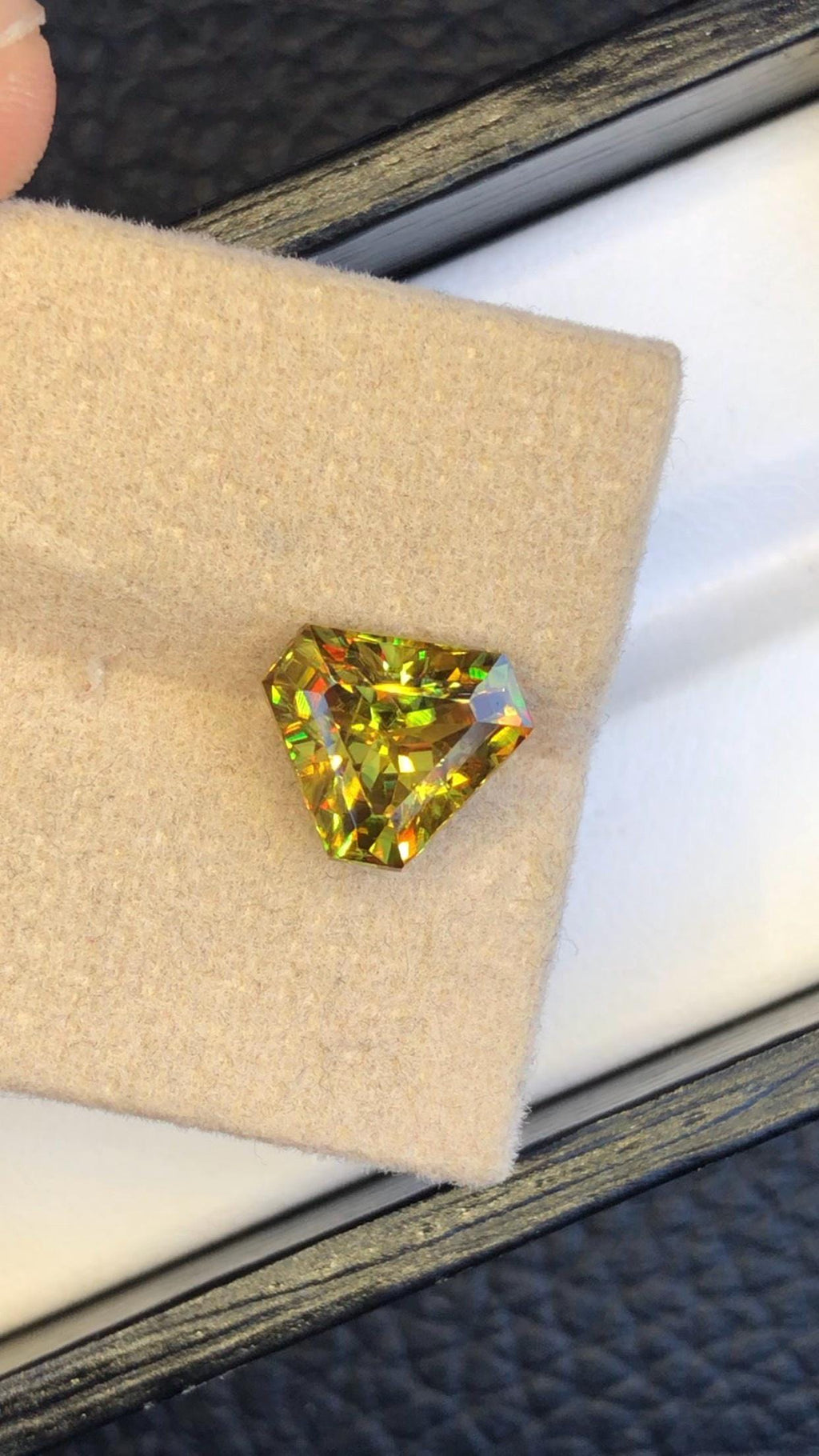 Trillion Cut Sphene Gemstone: 3.10 CT Fire Titanite Stone