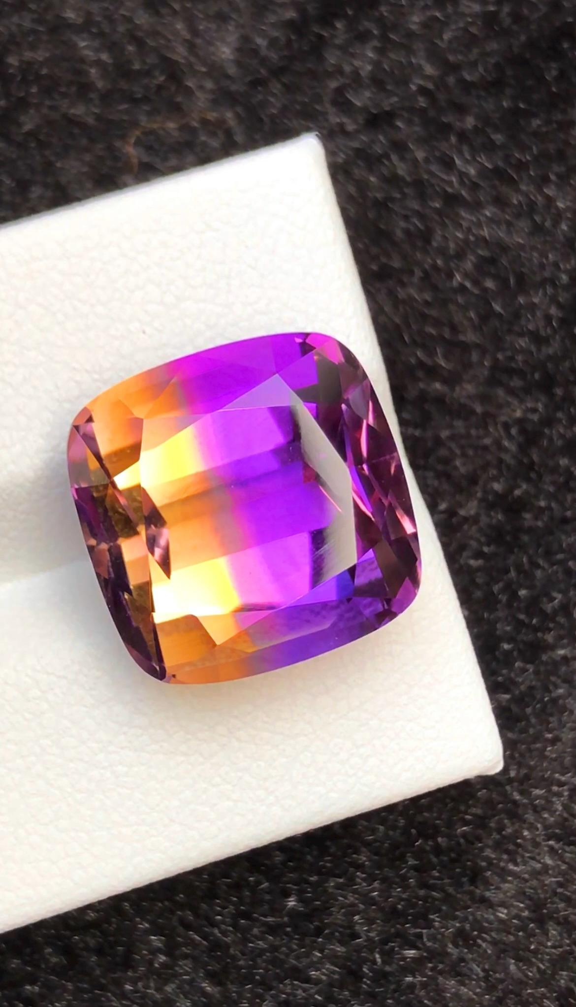 Bi-Color Ametrine 16.45 Ct Cushion Cut – Gemstone from Brazil