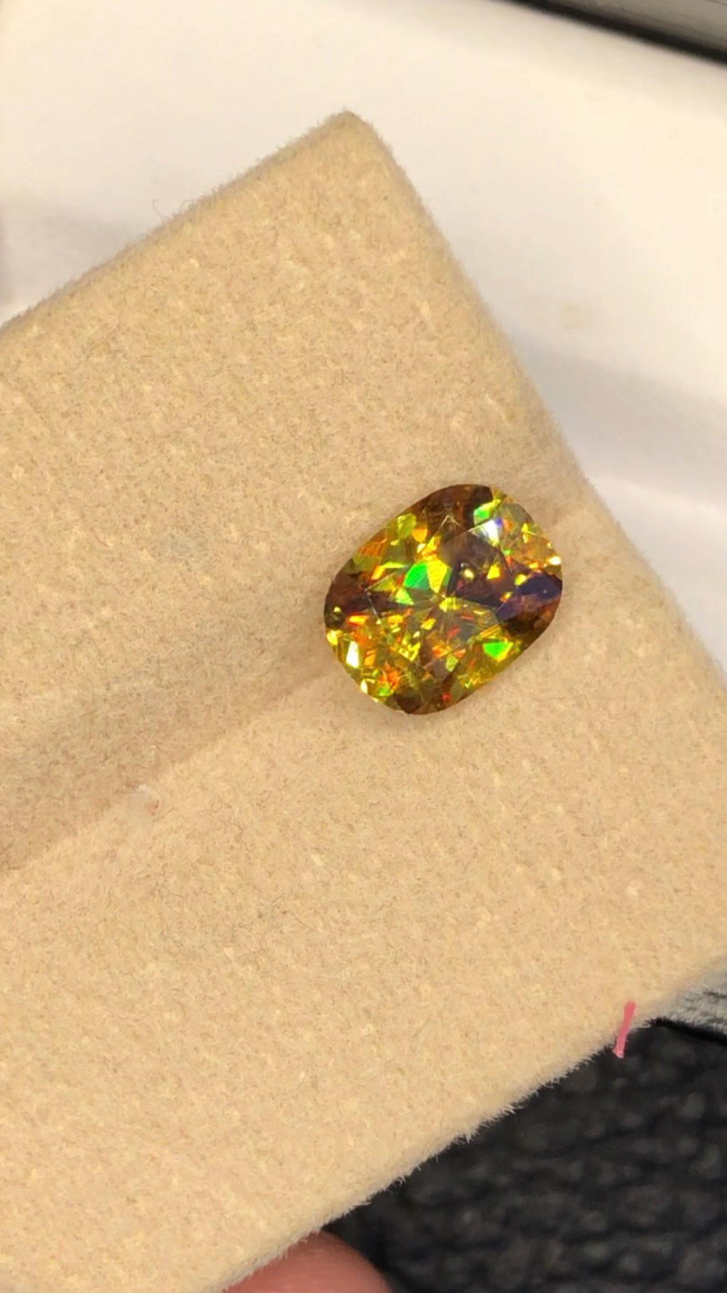 Cushion Cut Sphene Gemstone: 1.75 CT Yellow-Red Titanite, Zagi Mine
