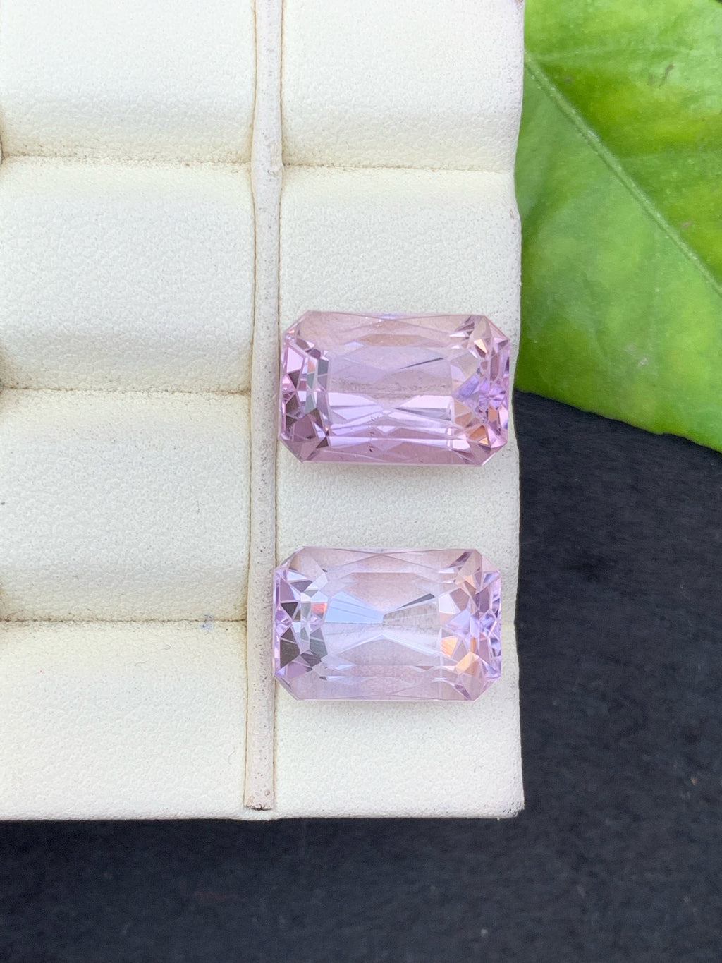 Lavender Pink Amethyst Gemstone Pair: Emerald Cut, VVS Clarity, 20.65 CT