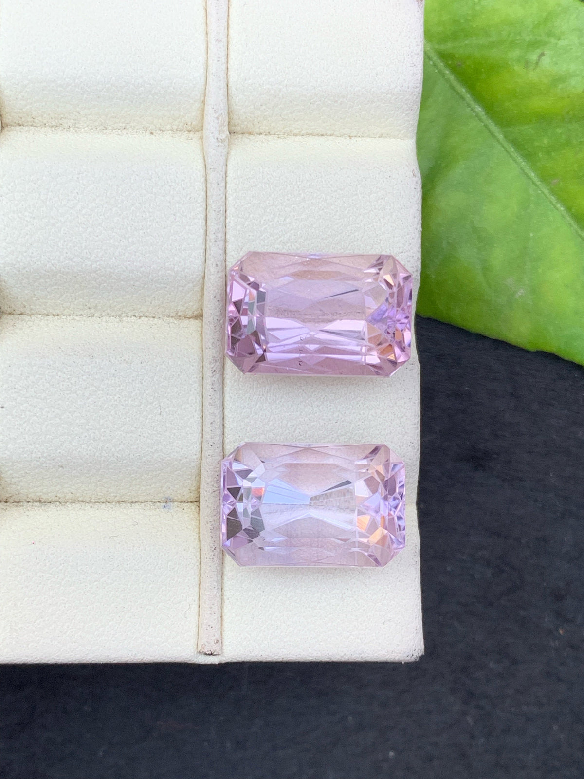 Lavender Pink Amethyst Gemstone Pair: Emerald Cut, VVS Clarity, 20.65 CT