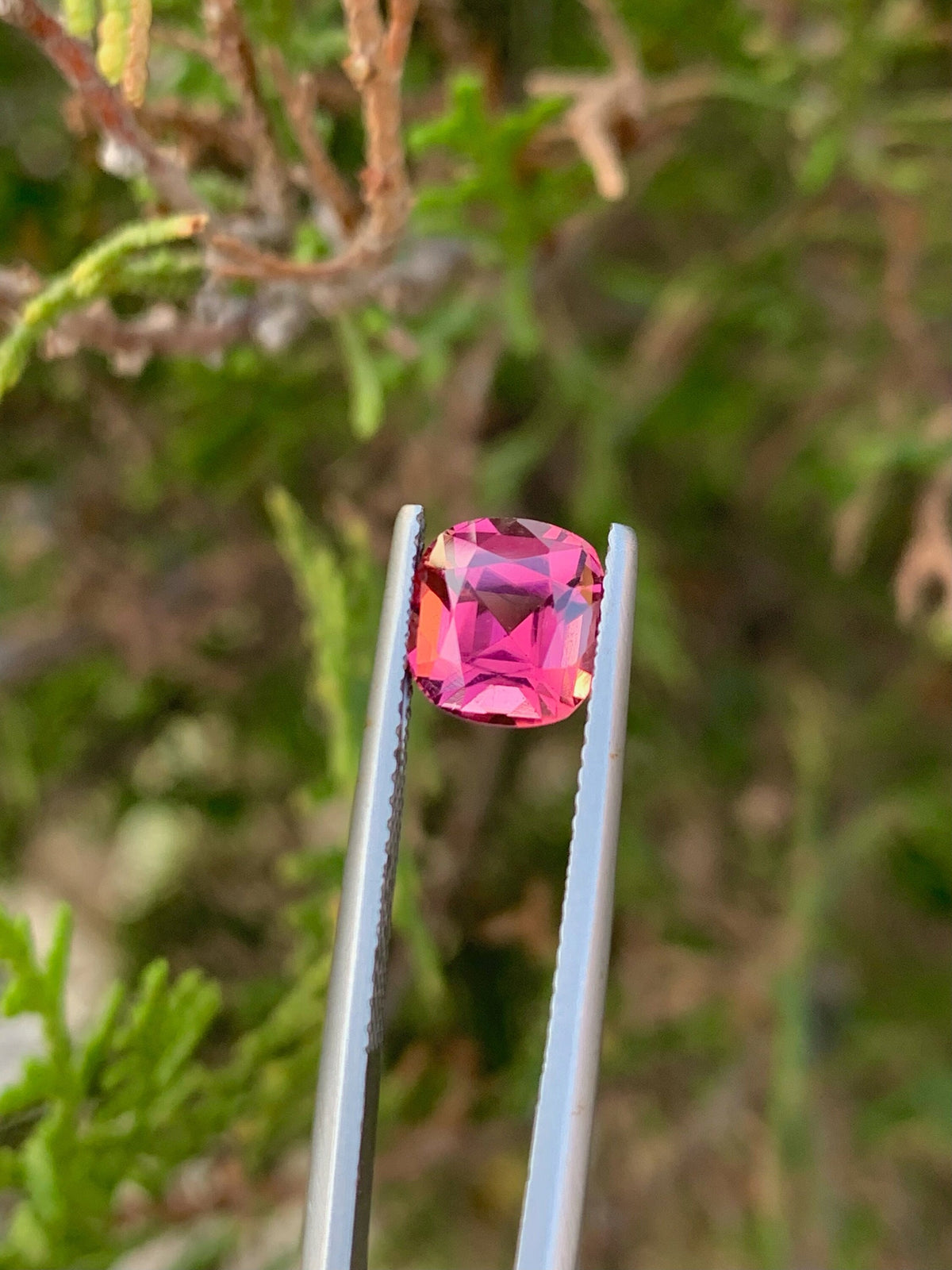 2.25 CT Deep Pink Tourmaline Gemstone: Cushion Cut, Afghanistan Origin