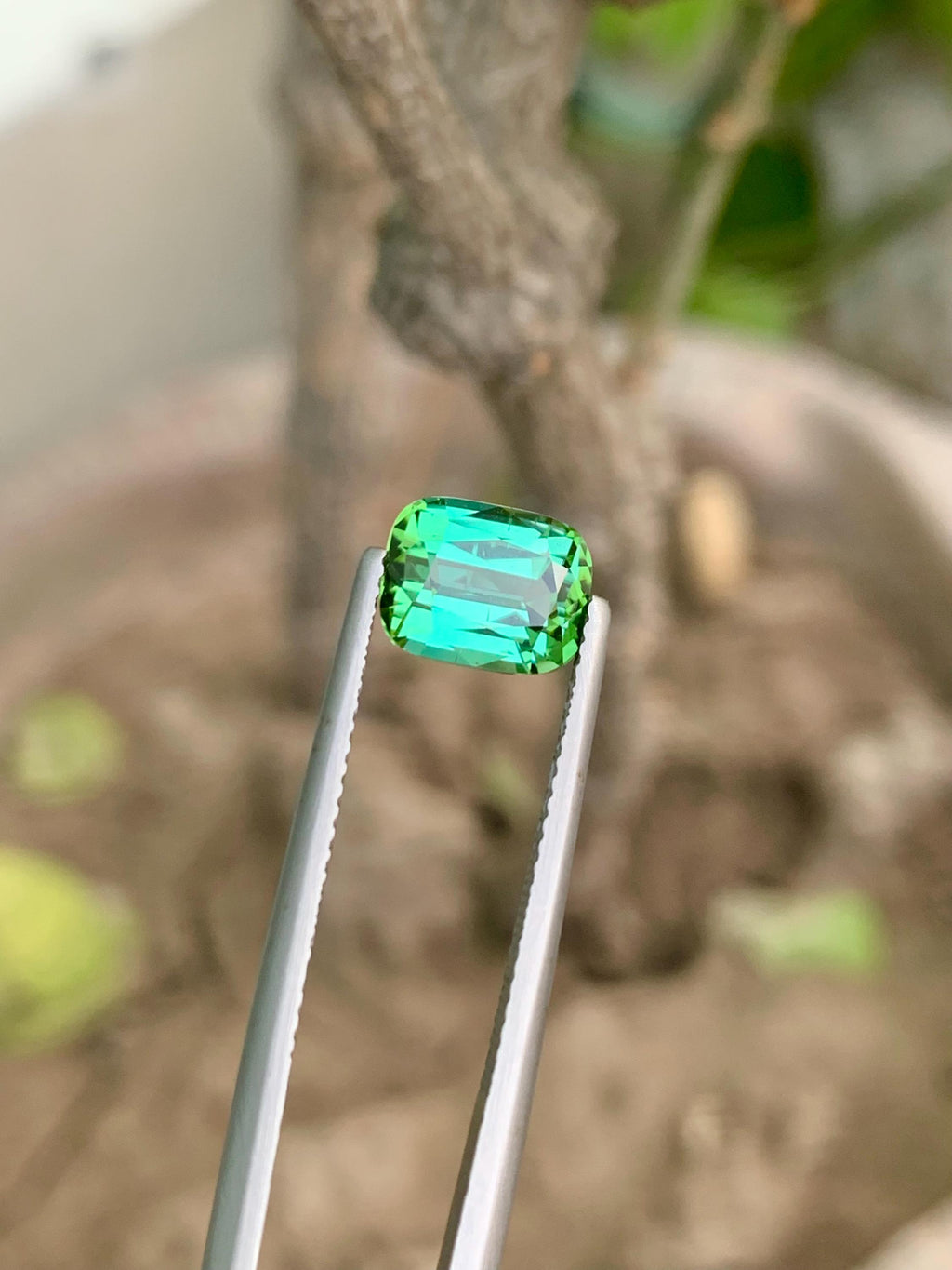 Natural Bluish Green Tourmaline Gemstone: Cushion Cut, 2.60 CT