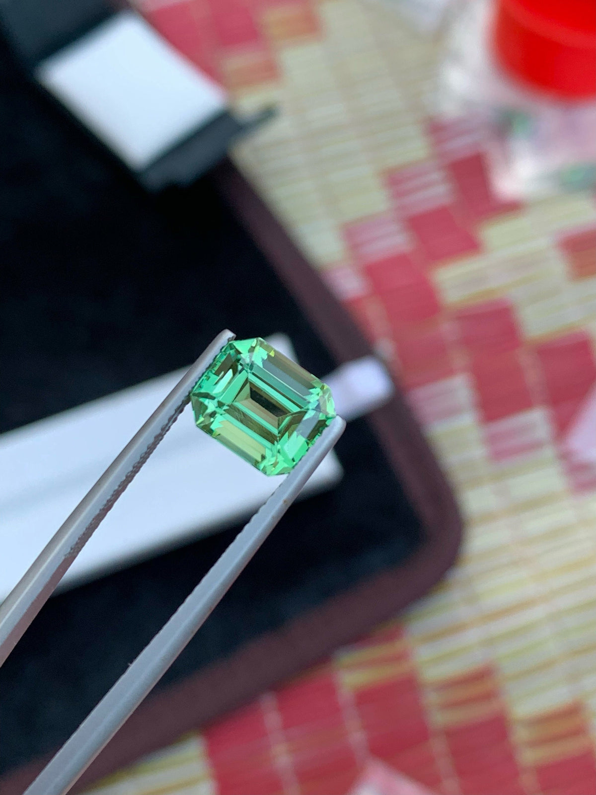 Emerald Cut Green Tourmaline Gemstone: Bluish Green Jewelry Stone, 3.70 CT