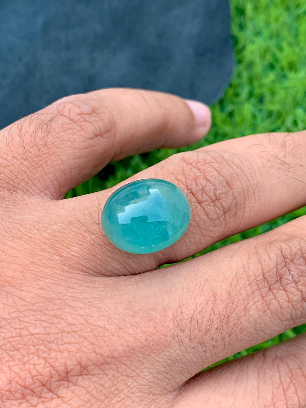 Grandidierite Gemstone Cabochon: Bluish Green, Rare Madagascar Stone, 13.80 Carats