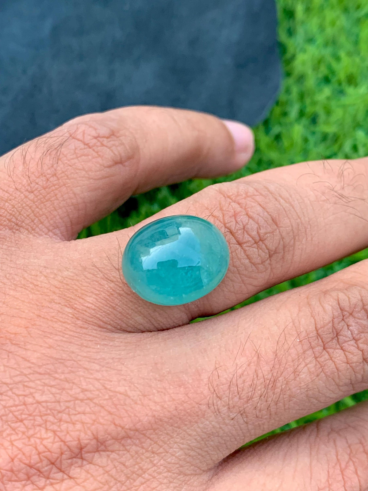 Grandidierite Gemstone Cabochon: Bluish Green, Rare Madagascar Stone, 13.80 Carats