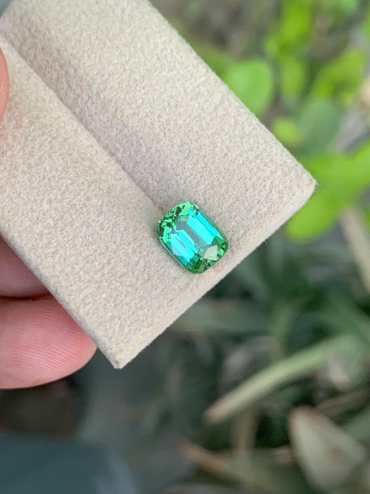 2.10 CT Natural Bluish Green Tourmaline Gemstone: Cushion Cut Stone
