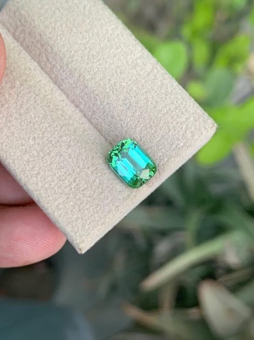 2.10 CT Natural Bluish Green Tourmaline Gemstone: Cushion Cut Stone