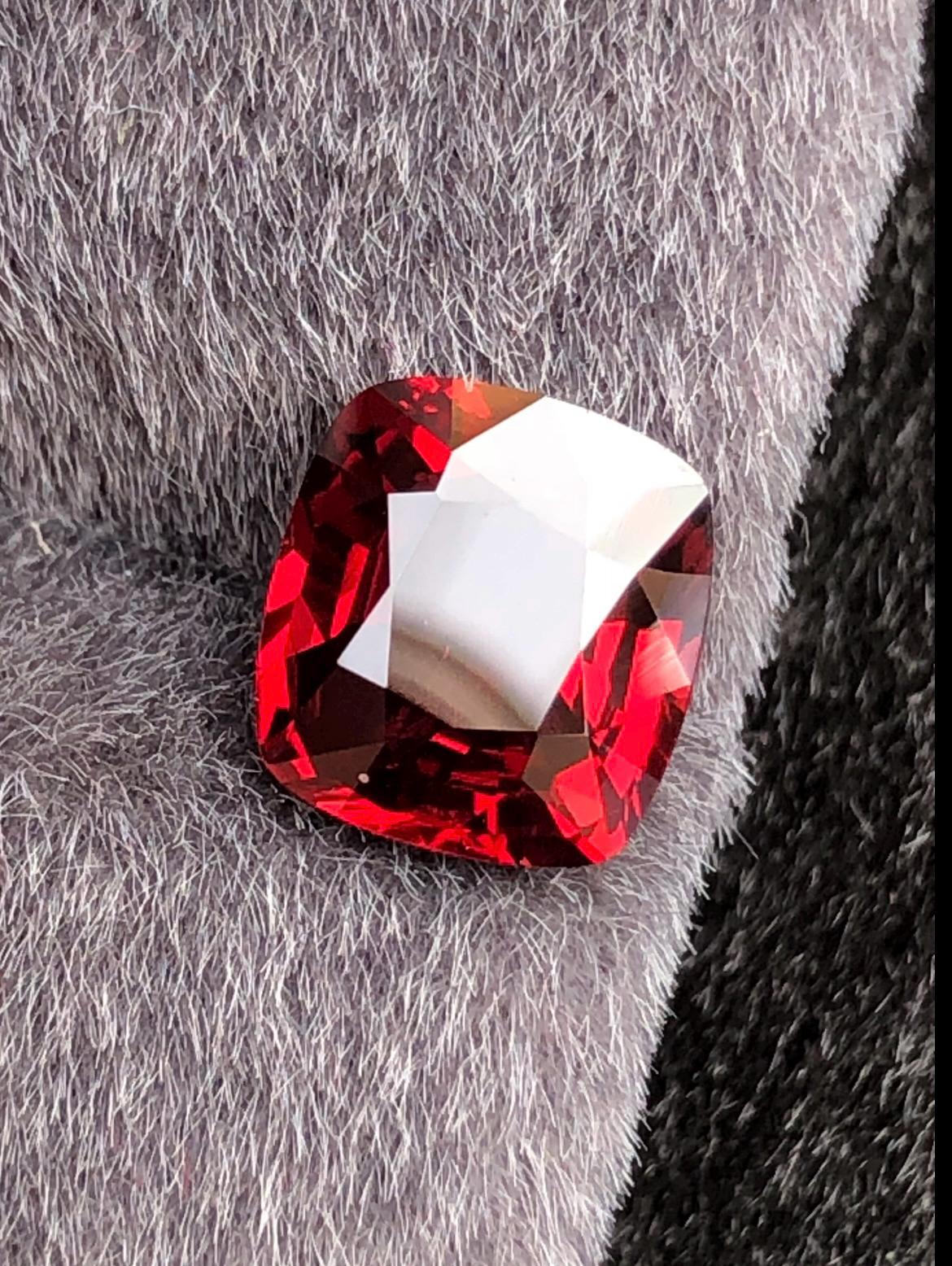 Vivid Red Spinel 2.55 Carat Cushion Cut Gemstone - Burma Origin