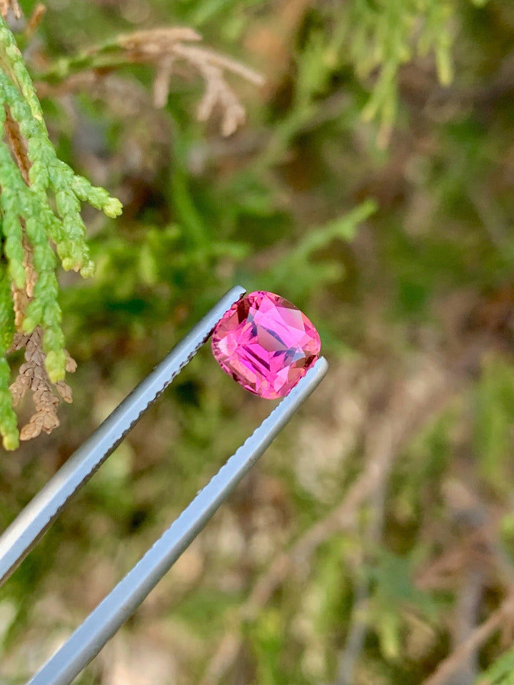 Pink Tourmaline Stone: 1.75 CT Faceted Cushion Cut Gemstone from Afghanistan