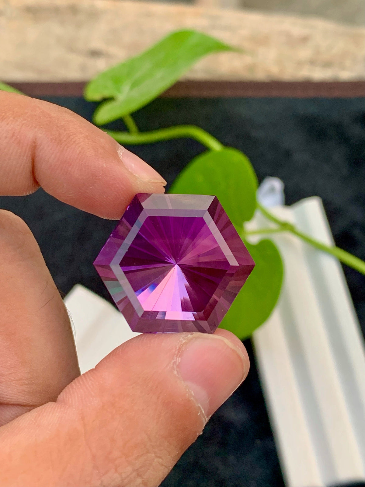 Pink Purple Amethyst Gemstone: 52.00 CT Fancy Cut Stone