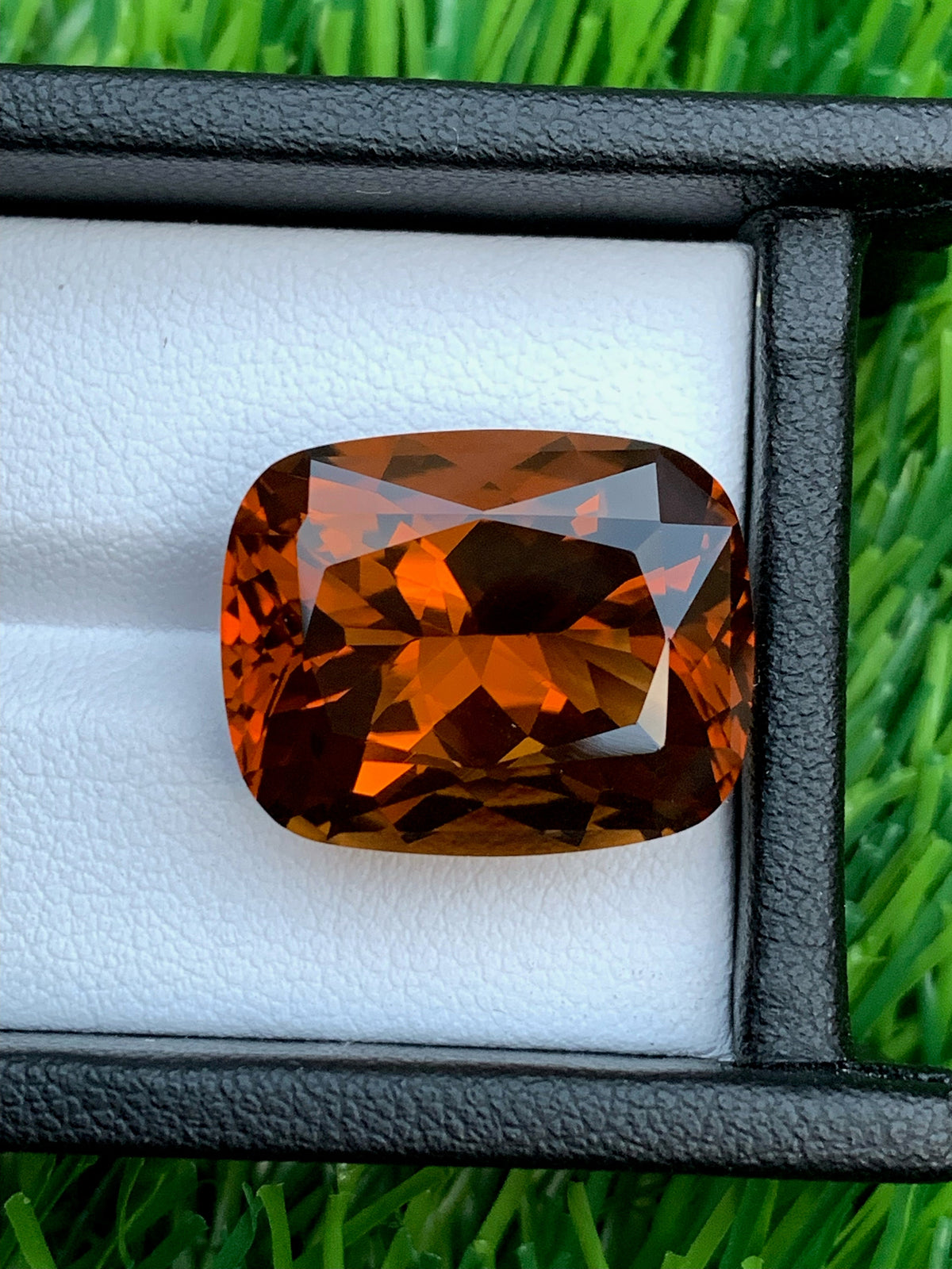 Mahogany Orange Citrine Gemstone: 21 CT Fancy Cushion Cut