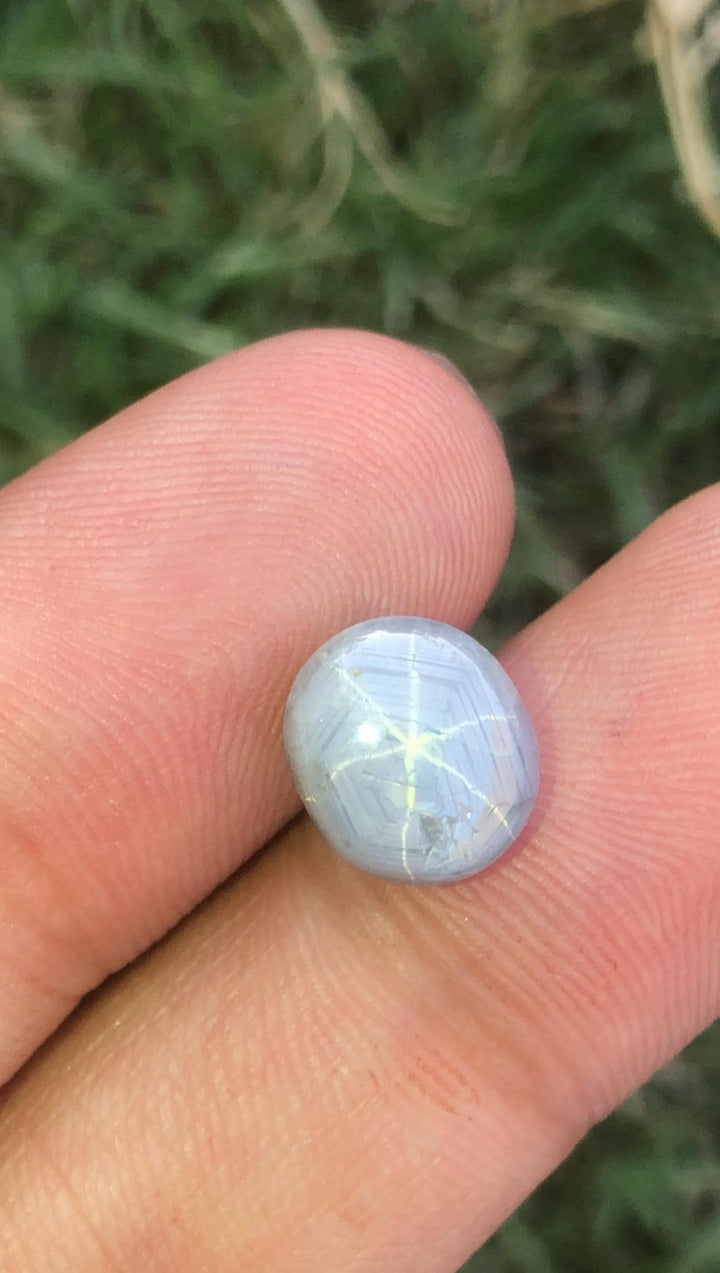 Oval Star Sapphire Gemstone: Grayish Blue Faceted Ring Stone, 8.45 CT