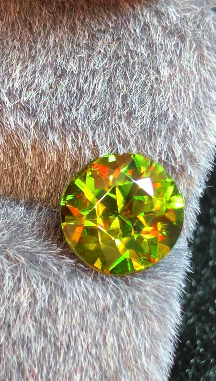 Green Sphene 2.35 ct Round Cut Green Gemstone from Skardu Pakistan