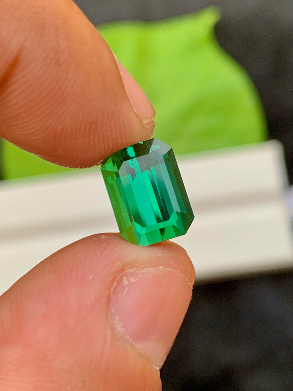 3.95 CT Forest Green Tourmaline Gemstone: Emerald Cut, Afghanistan Origin