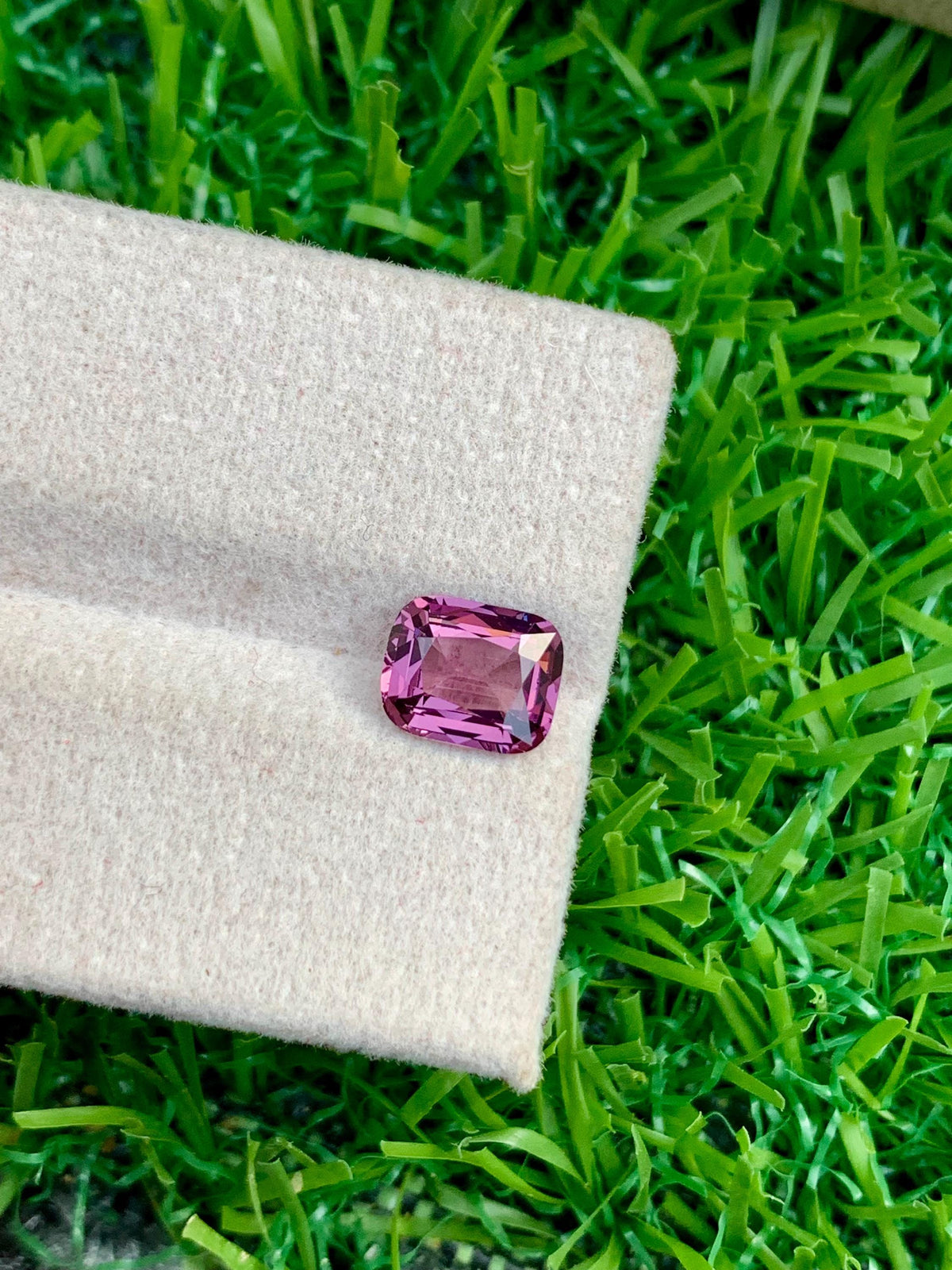 Purplish Pink Spinel Gemstone: 1.40 CT Cushion Cut, Tanzania