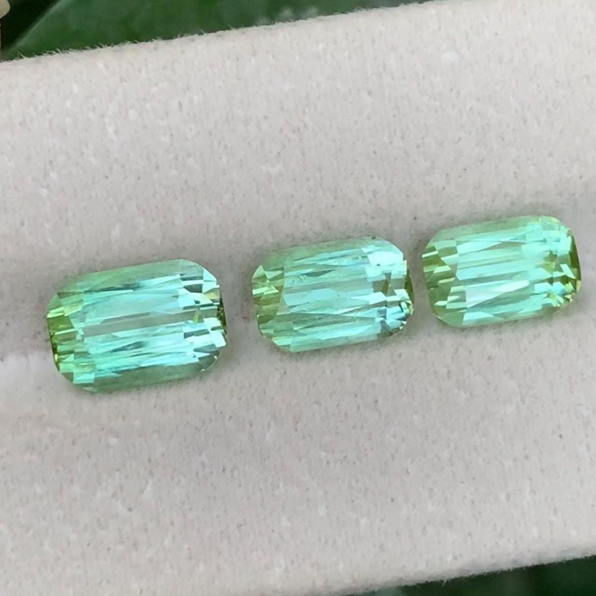 Green  Tourmaline Set 6.85ct – Matching Trio of Faceted Gems from Afghanistan