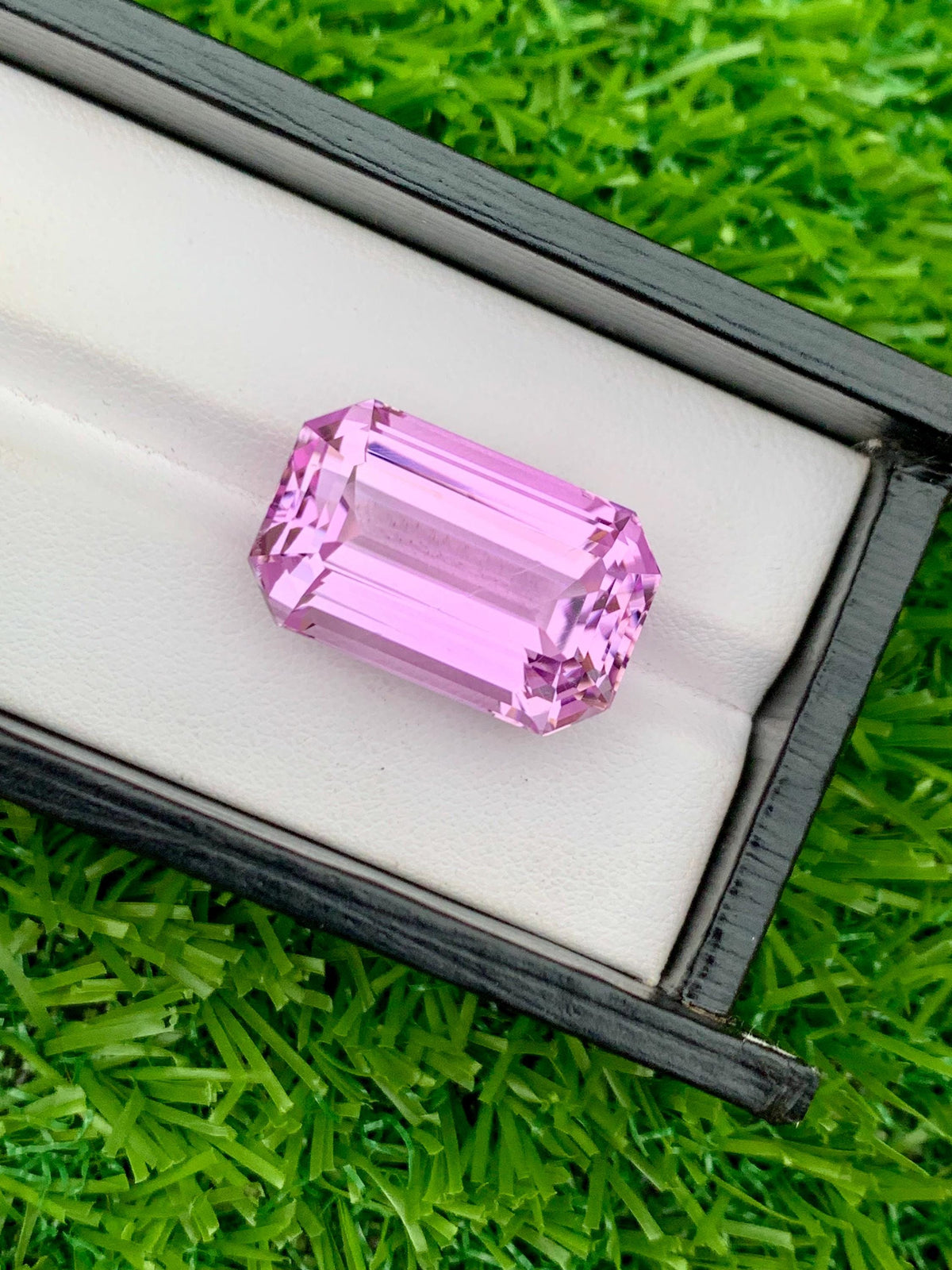 37.10 Carat Deep Pink Kunzite Gemstone: Emerald Cut, VSS Clarity