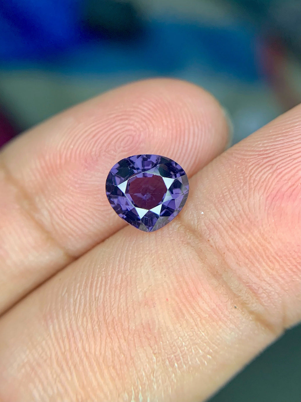 1.65 CT Bluish Purple Spinel Gemstone: Pear Cut, Afghanistan Origin