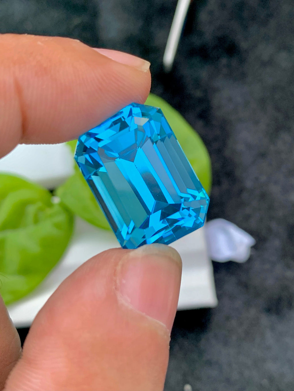 Swiss Blue Topaz Gemstone: 34.95 CT Emerald Cut, December Birthstone