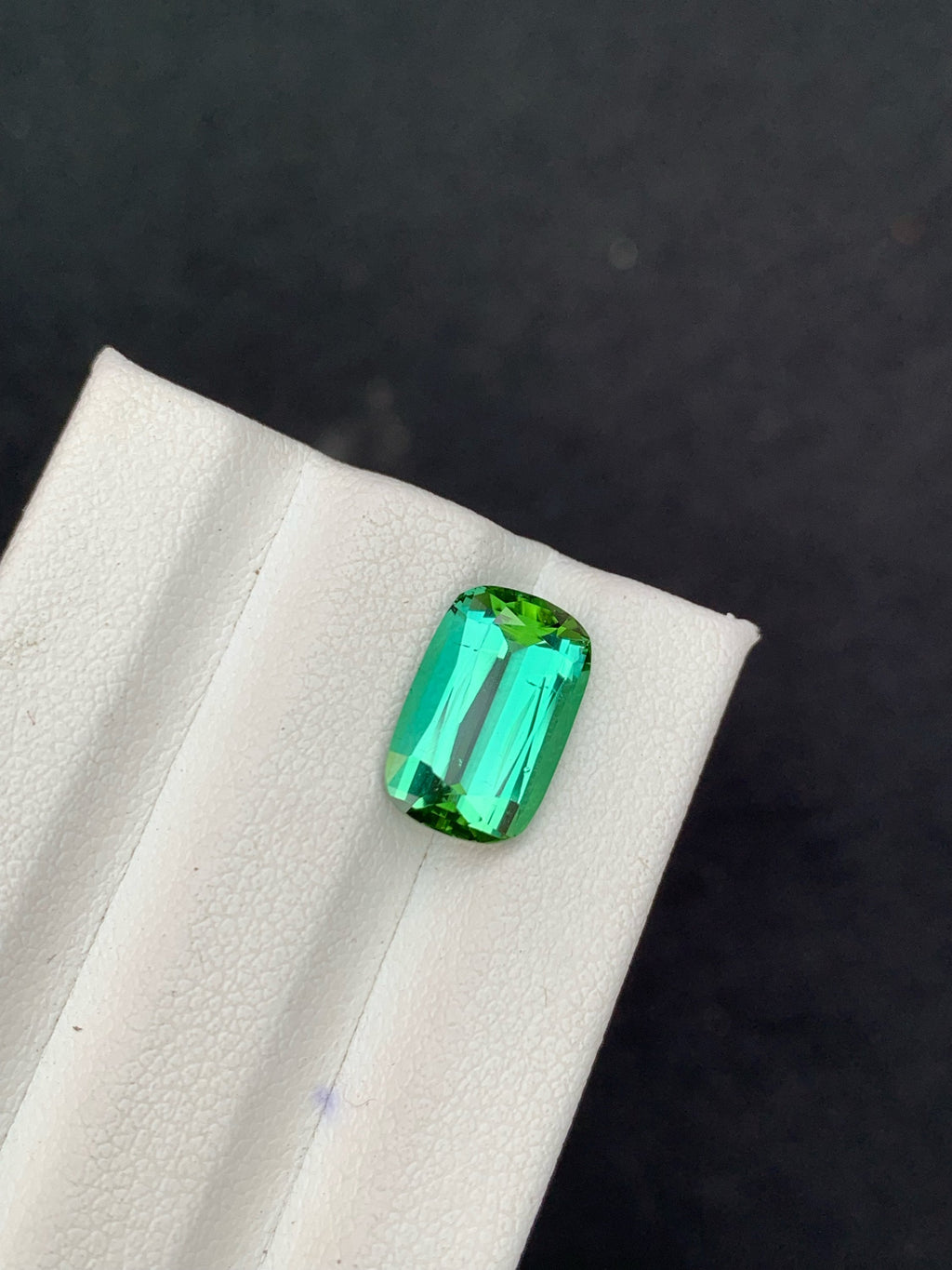 Natural Blue Green Tourmaline Gemstone: Cushion Cut, 3.50 Carat