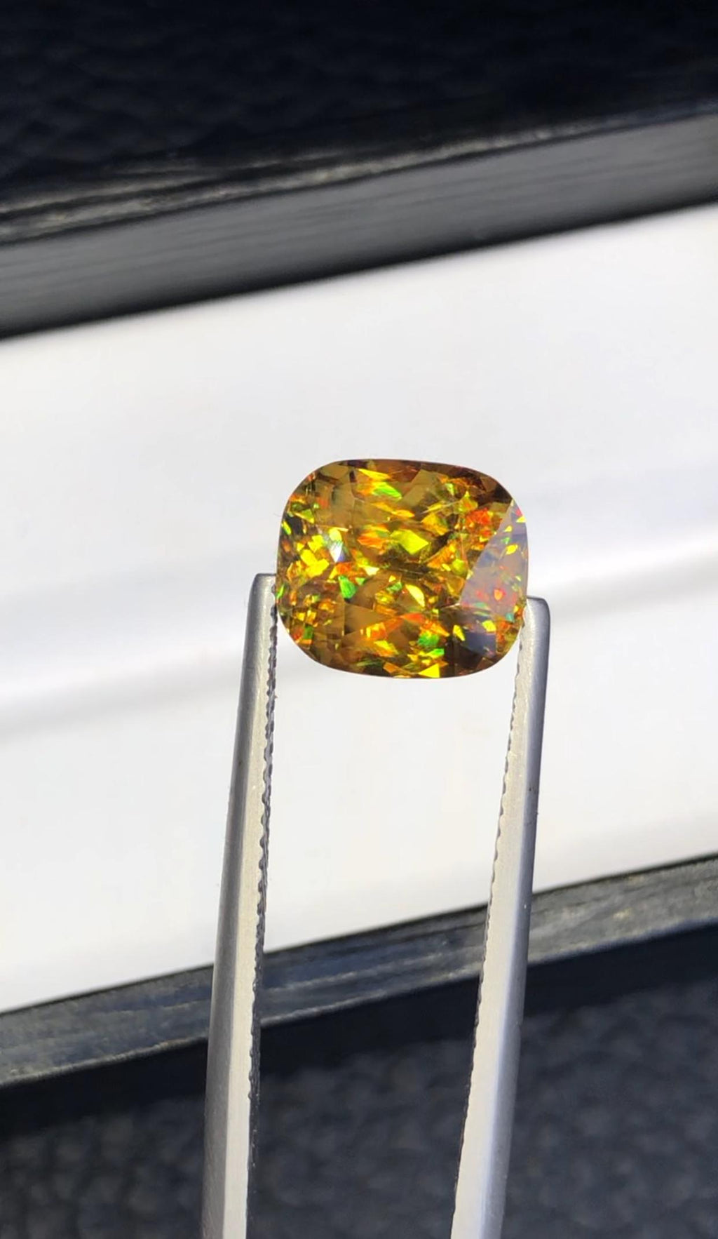 3.80 CT Cushion Cut Sphene Gemstone: Rare Trichroism Titanite