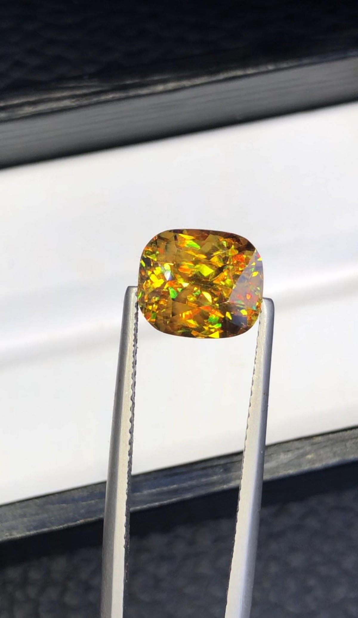 3.80 CT Cushion Cut Sphene Gemstone: Rare Trichroism Titanite