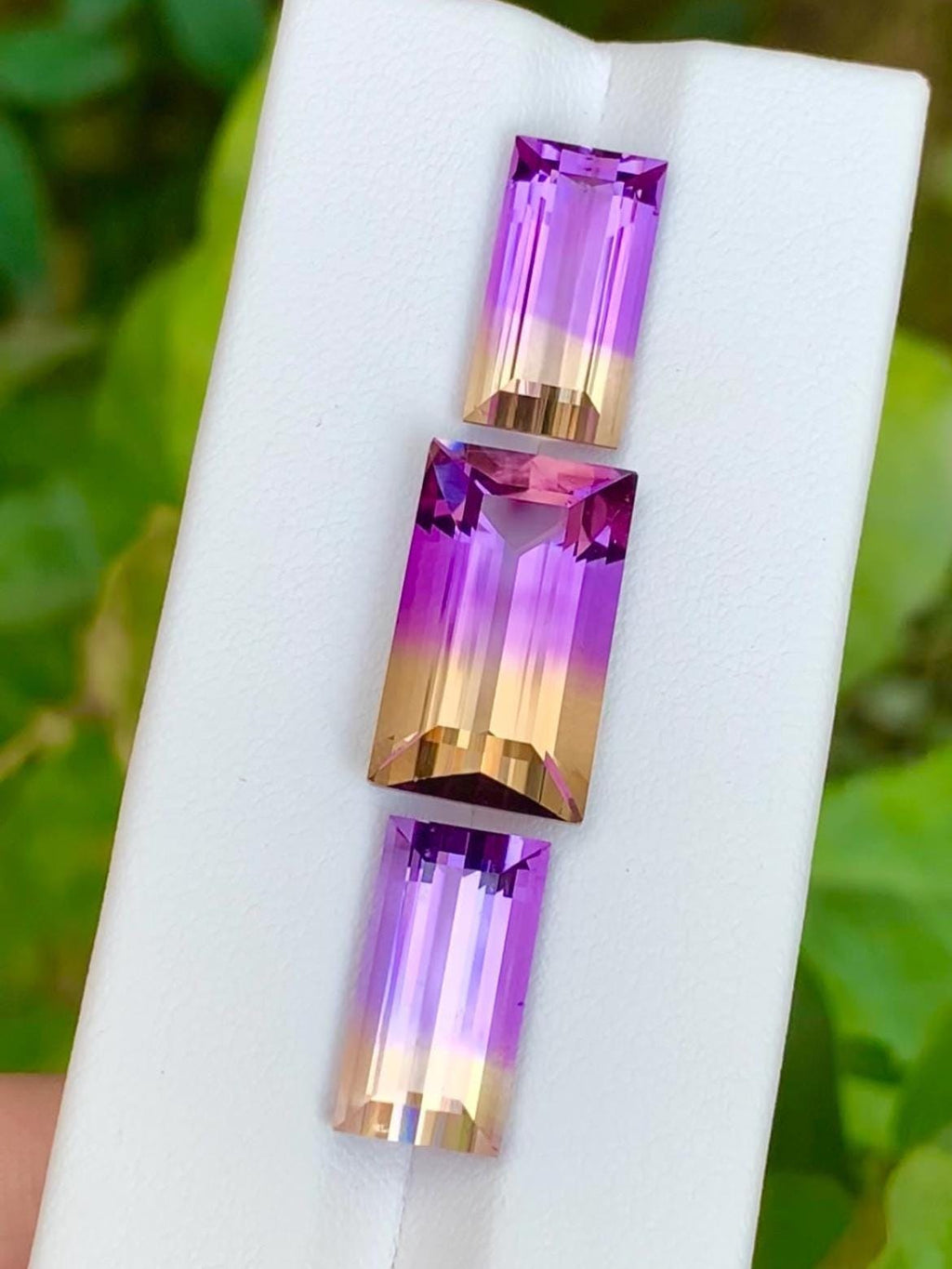 Ametrine 32.50ct Set • Matched Pair & Center Stone • Baguette Rectangular Cut Brazil