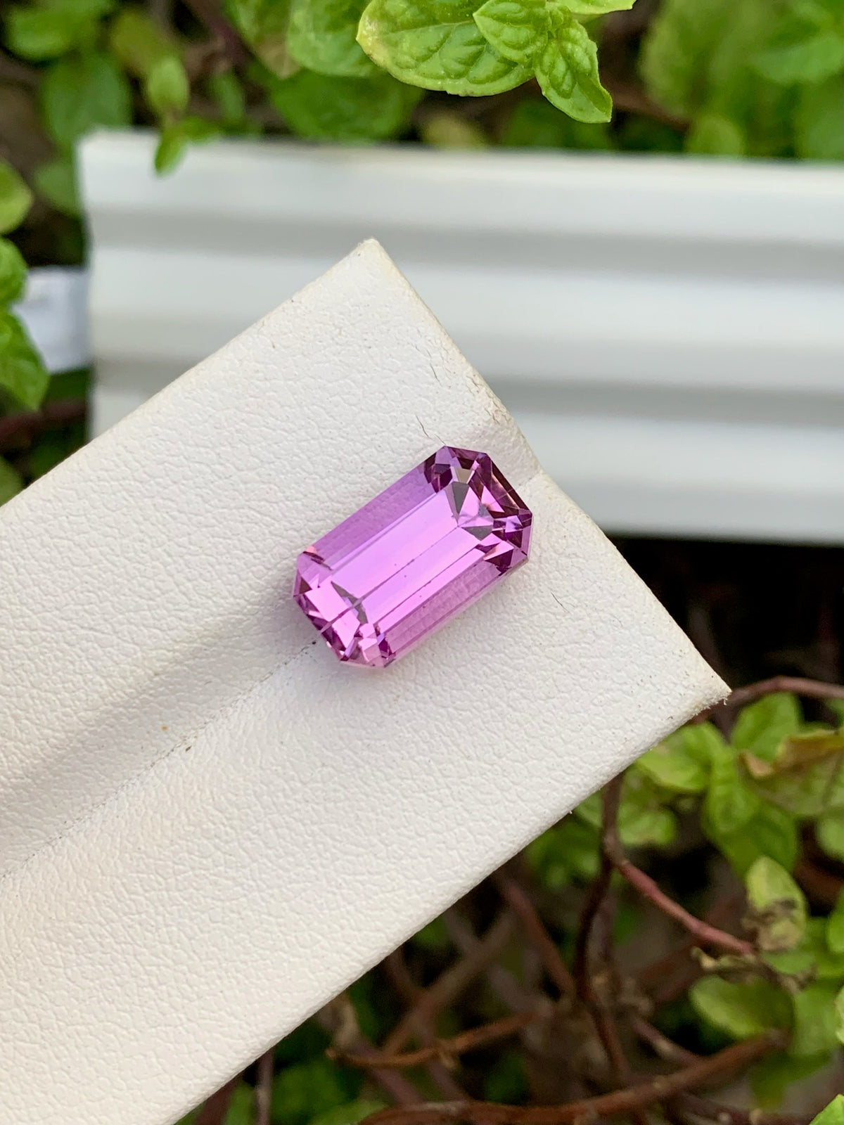 Deep Pink Kunzite Gemstone: Faceted Emerald Cut, 7.70 CT