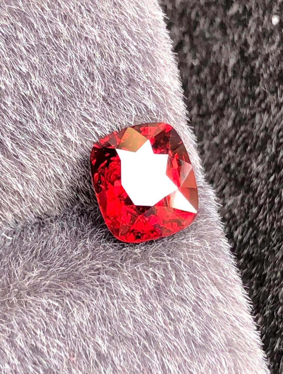 Vivid Red Spinel 1.84ct Step Cushion Cut - Burma Gemstone Loose Stone