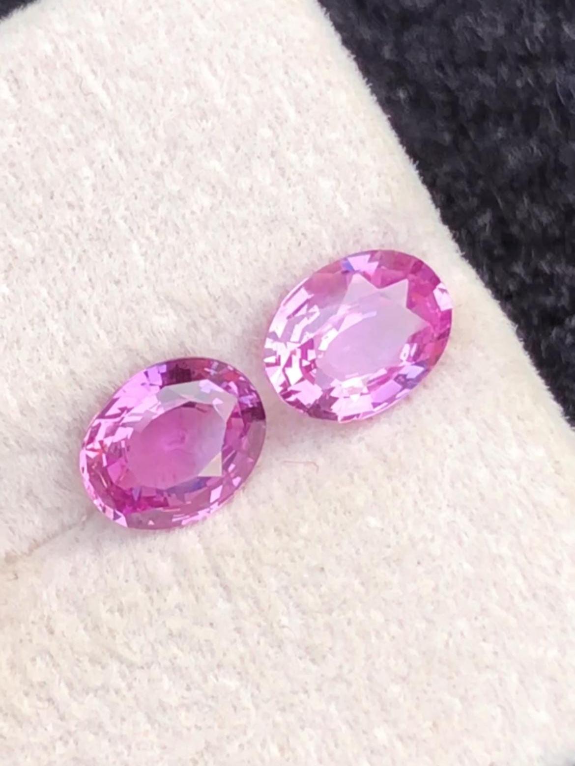 Purple Sapphire Pair  2.11 ct Oval Cut – from Madagascar With Certificate