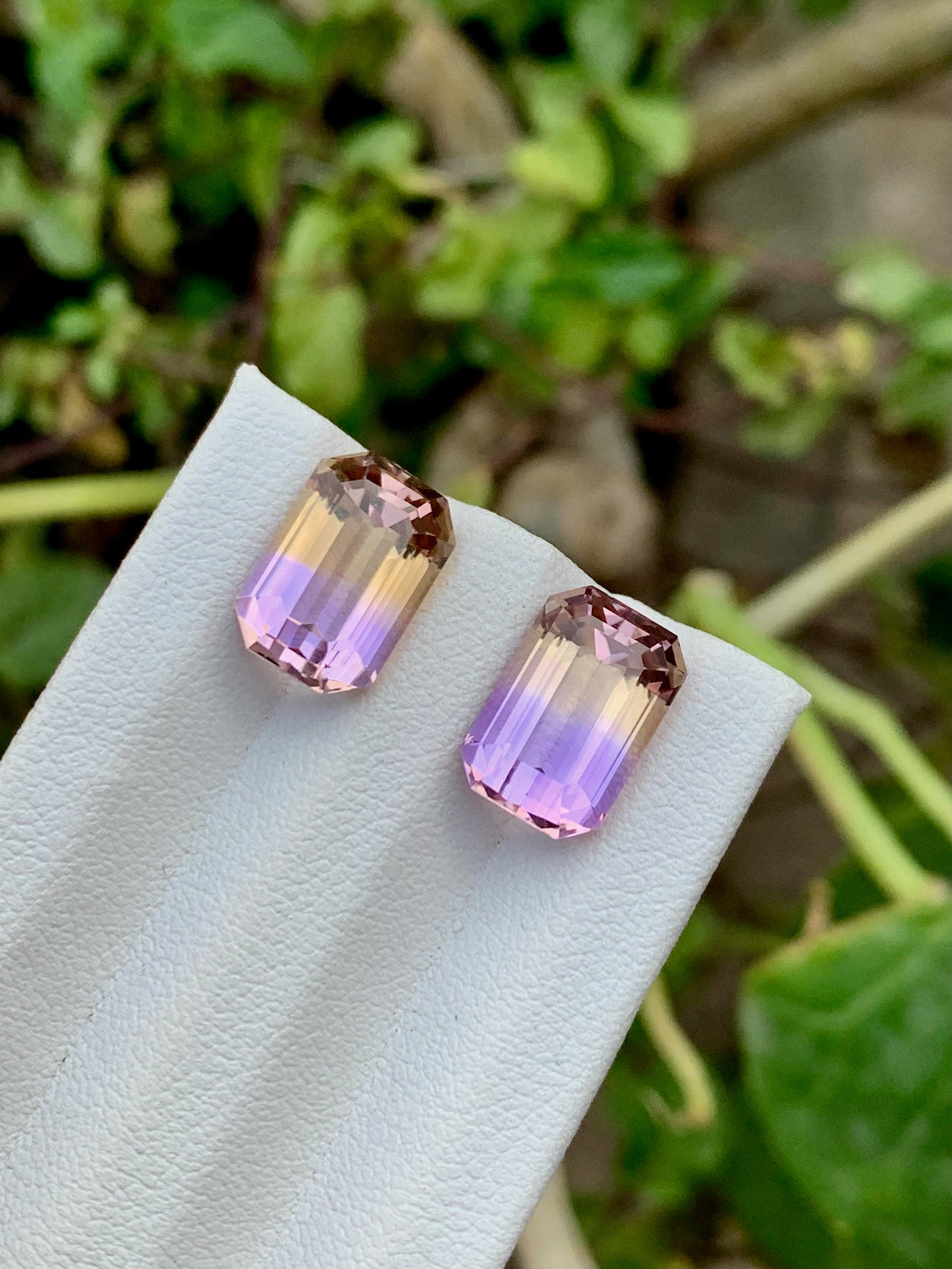 Emerald Cut Ametrine Gemstone Pair: Bi-Color Jewelry Stone, 9.60CT