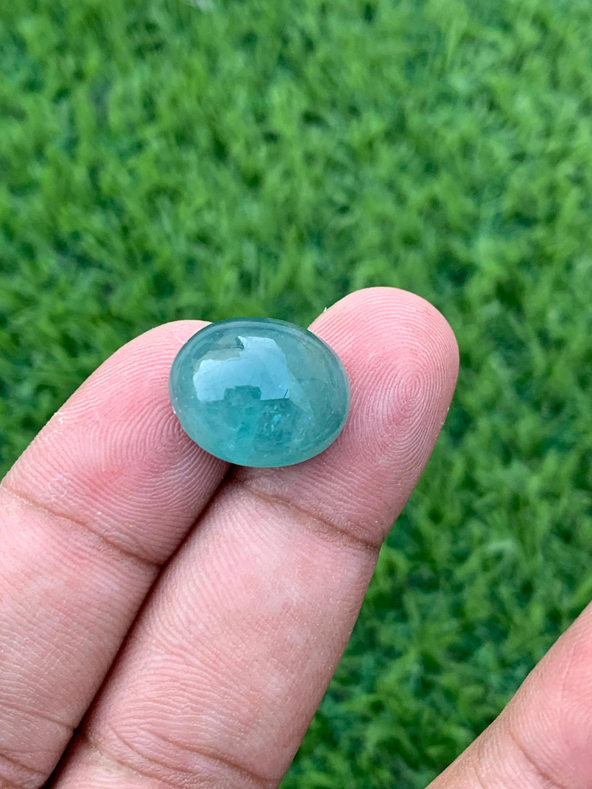 Grandidierite Gemstone Cabochon: Bluish Green, Rare Madagascar Stone, 13.80 Carats