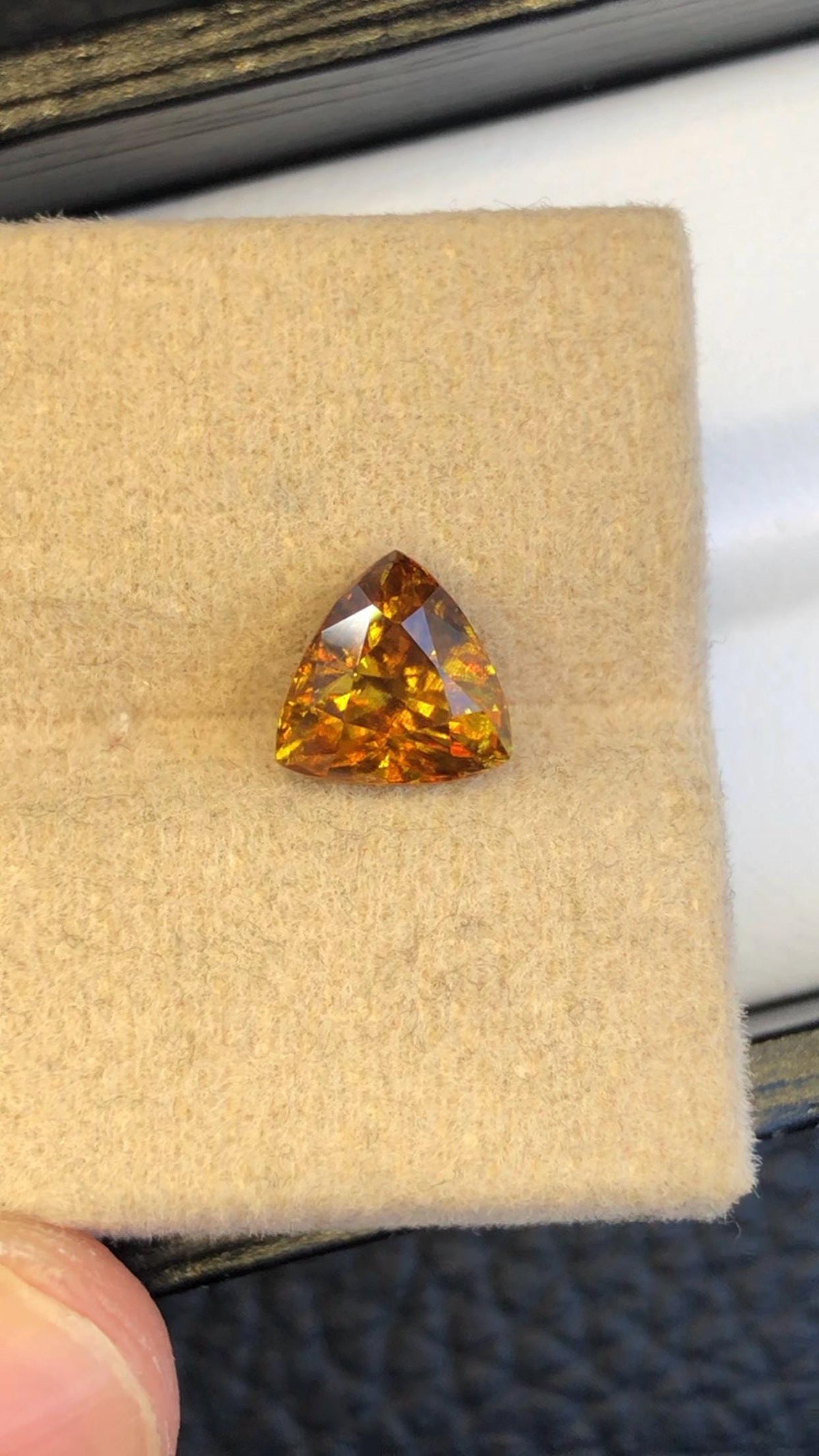 Trichroic Sphene Gemstone: 1.65 CT Trillion Cut, Zagi Mine