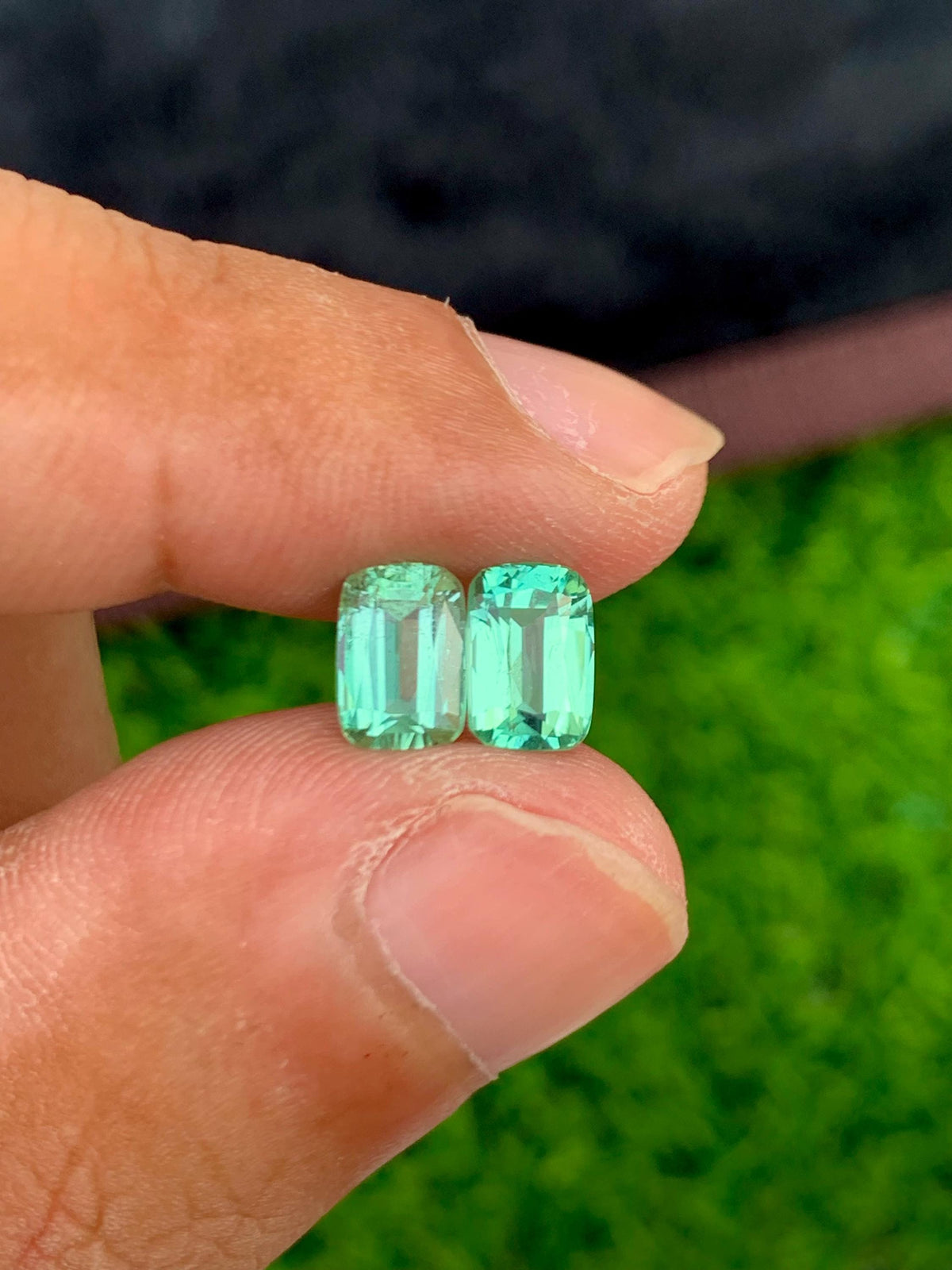 Lagoon Tourmaline 2.45ct Cushion Cut Pair from Afghanistan