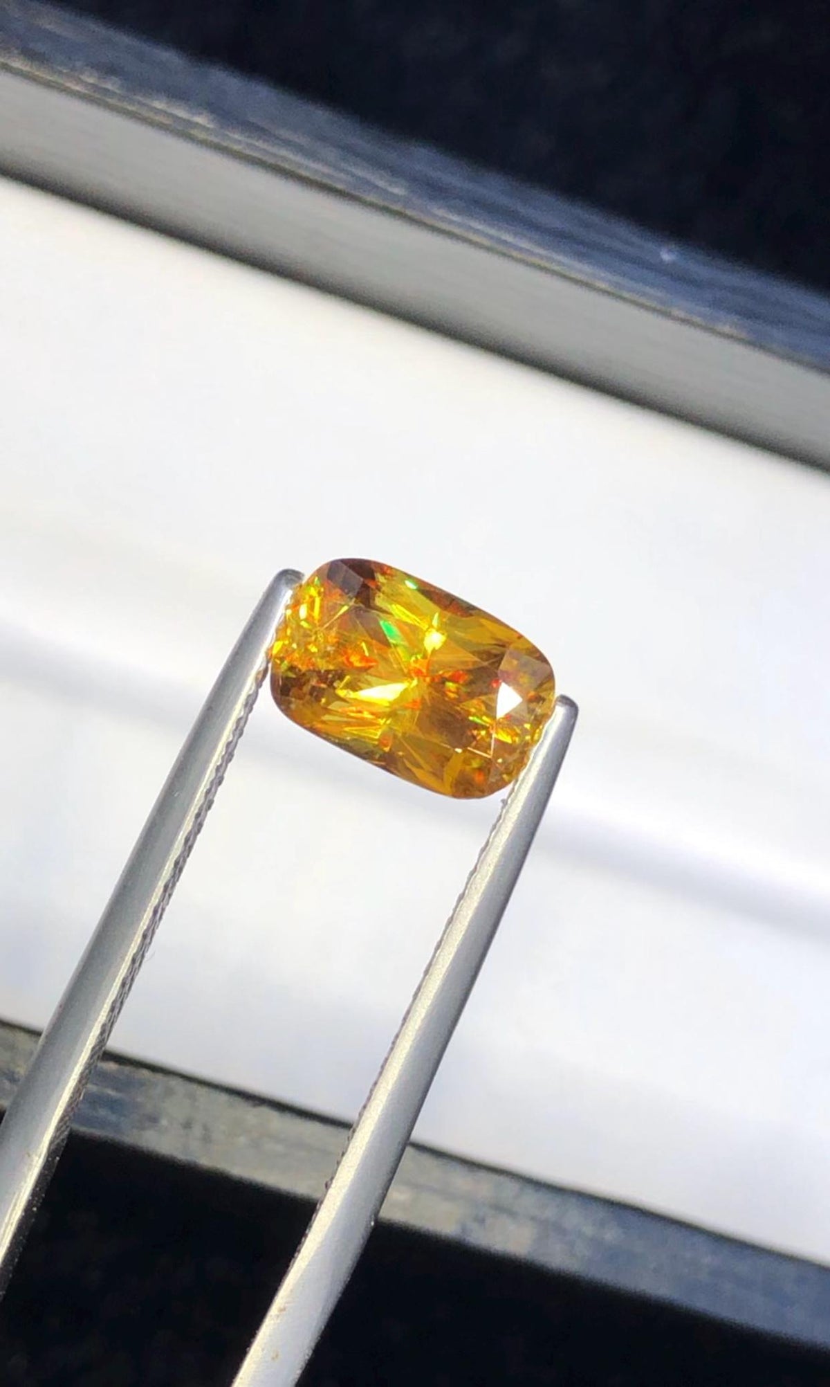 Natural Sphene Gemstone: 2.15 ct Greenish Yellow Cushion Cut