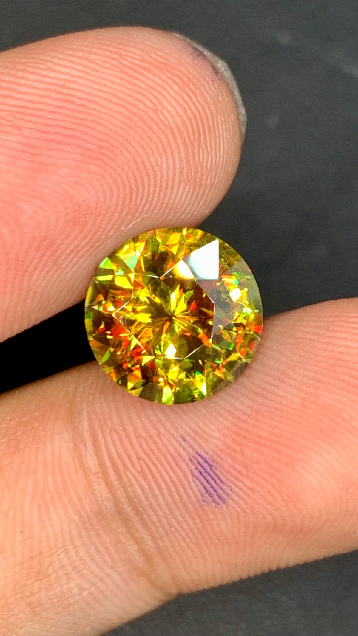 Trichroic Sphene Gemstone: Rare Round Cut, 5.90 CT, Zagi Mine