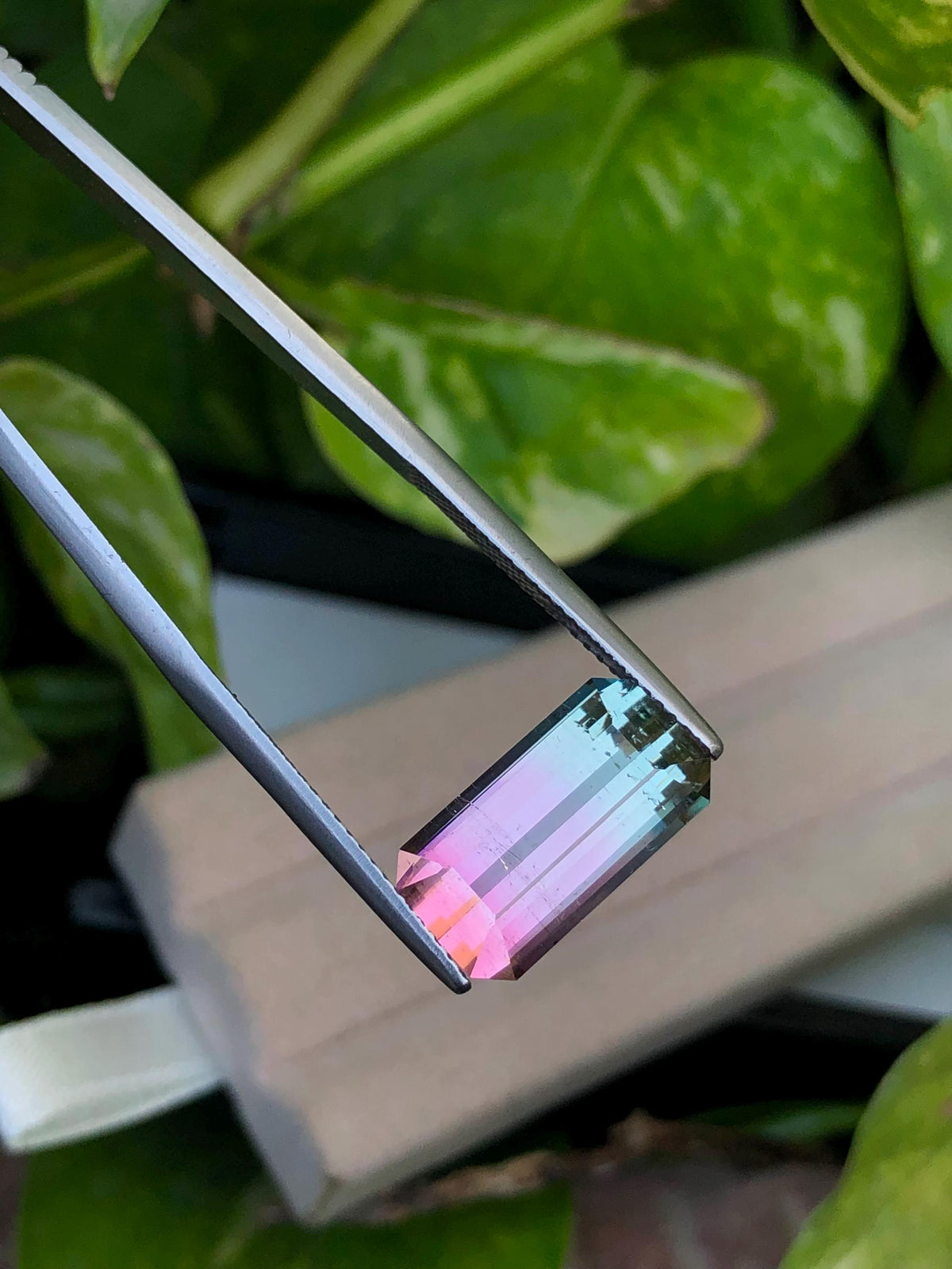 Emerald Cut Bi-Color Tourmaline Gemstone: 6.90 CT, Afghanistan Origin