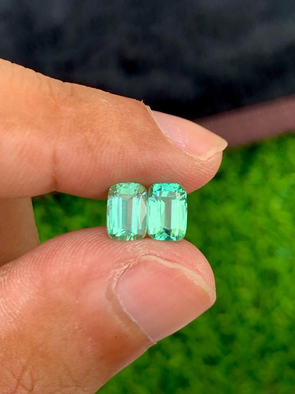Lagoon Tourmaline 2.45ct Cushion Cut Pair from Afghanistan