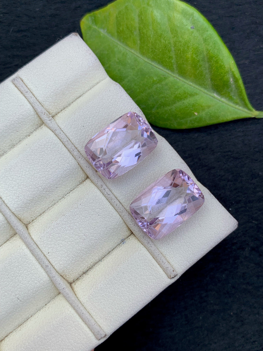 Emerald Cut Amethyst Gemstone Pair: 17.25CT Zambia Purple Stone