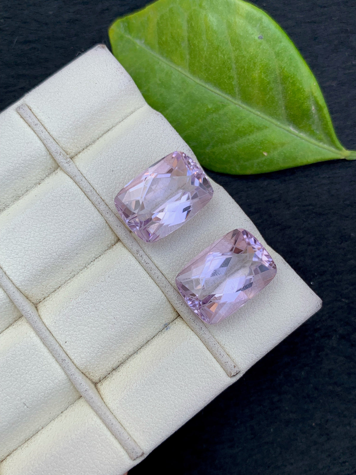 Emerald Cut Amethyst Gemstone Pair: 17.25CT Zambia Purple Stone