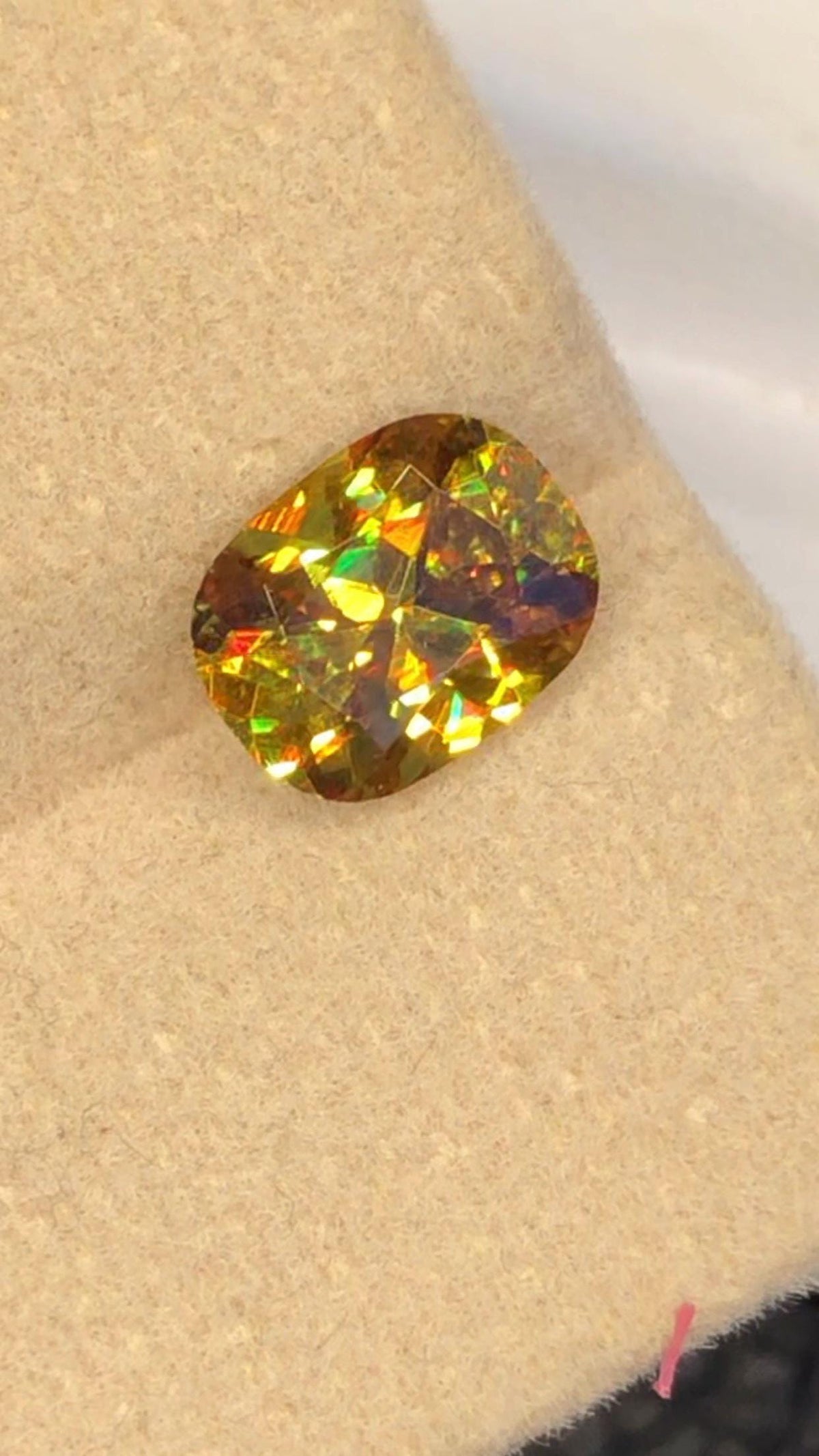 Cushion Cut Sphene Gemstone: 1.75 CT Yellow-Red Titanite, Zagi Mine