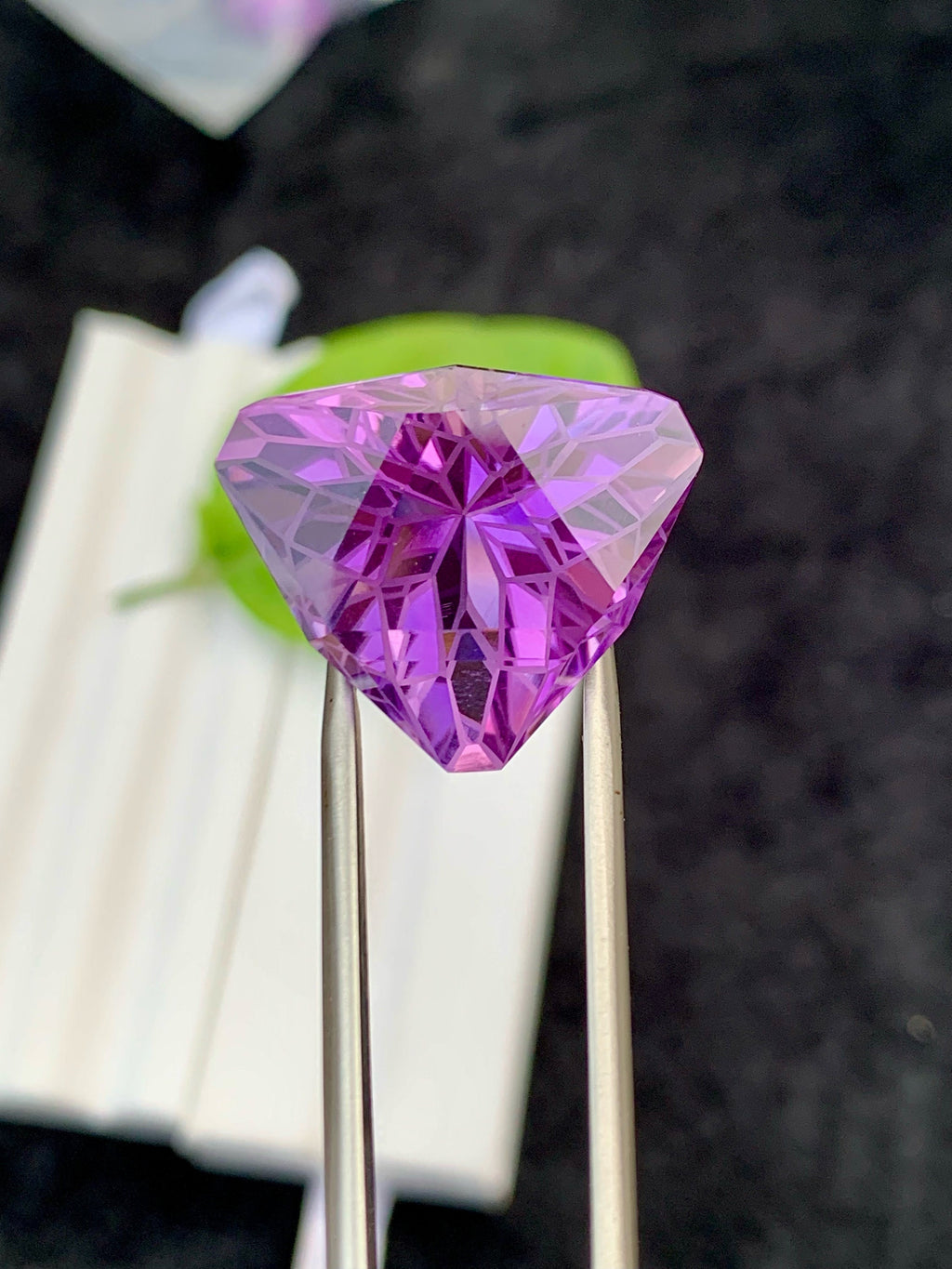 Purple Amethyst Gemstone: 29.55 CT Triangular Faceted February Birthstone
