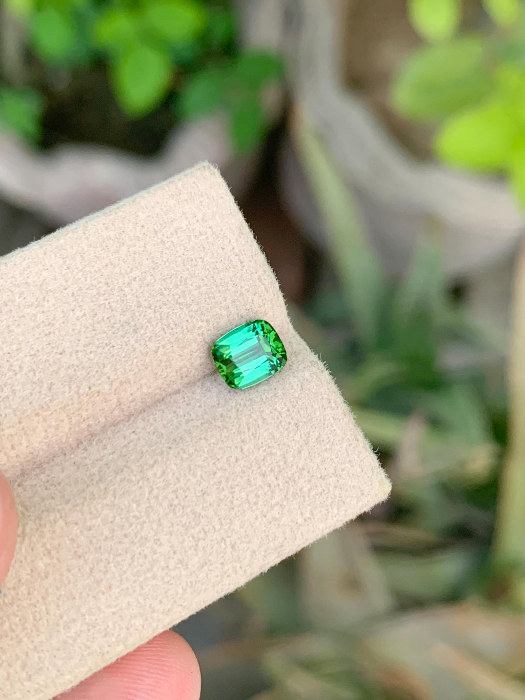 Cushion Cut Bluish Green Tourmaline Gemstone: 0.95 CT Loose Ring Stone