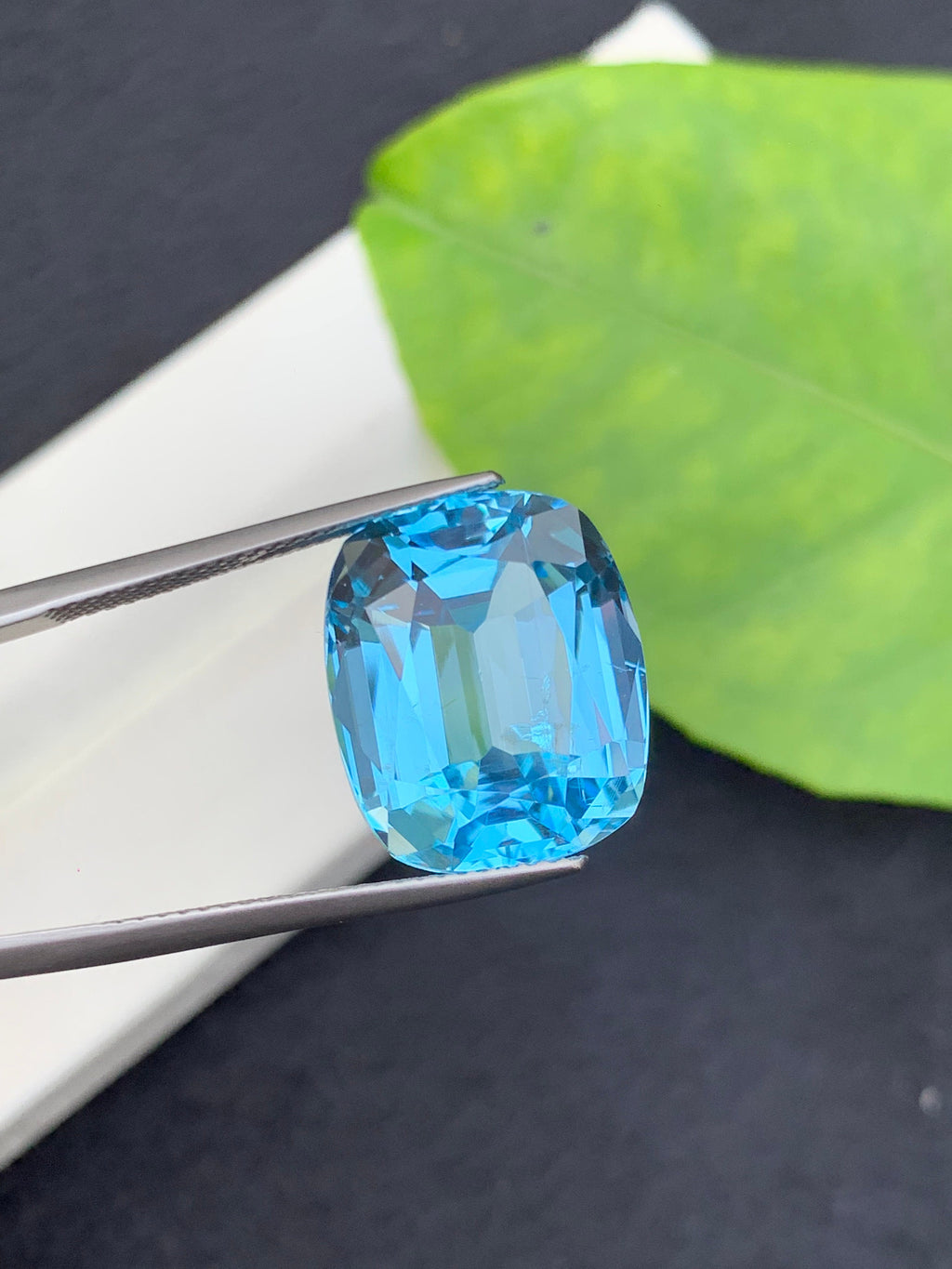 19 CT Swiss Blue Topaz Gemstone: Step Cushion Cut Loose Stone