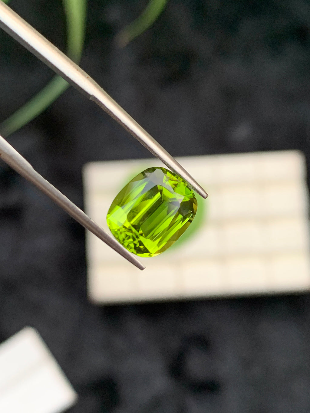 Lime Green Peridot Gemstone: 4.30 Carat Cushion Cut, August Birthstone