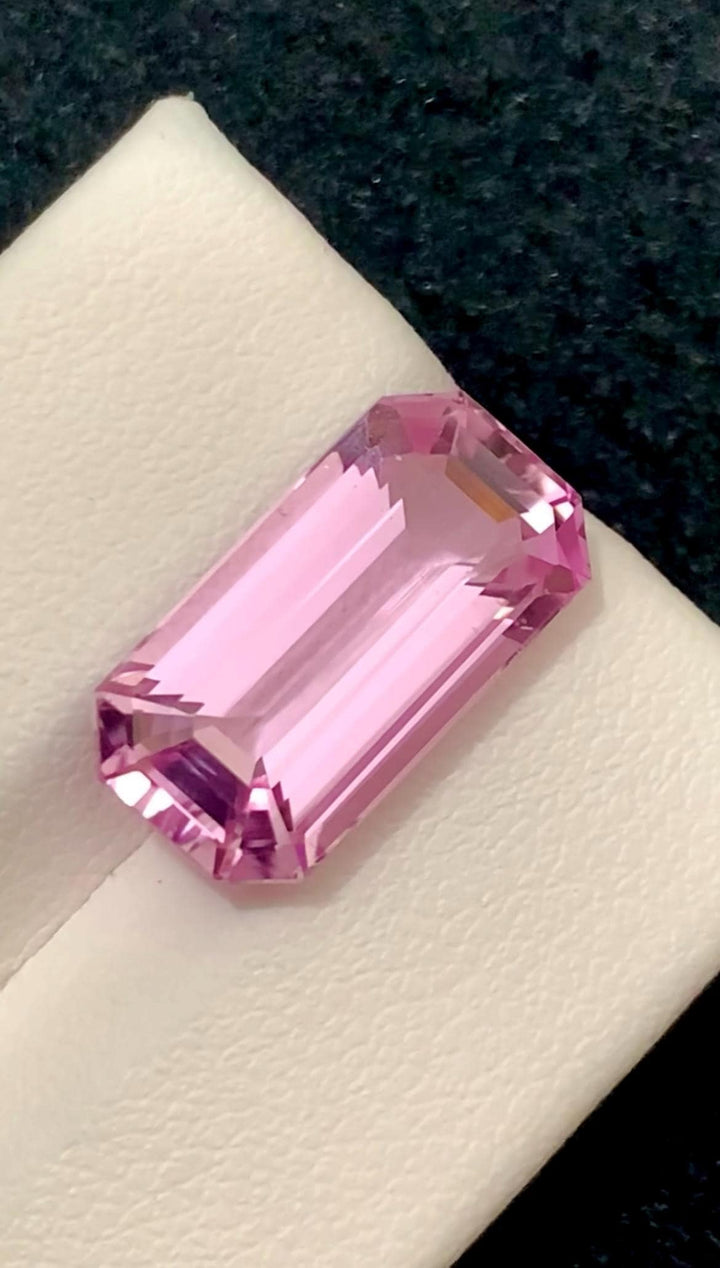 Pink Kunzite 9.30 Carat Elongated Emerald Cut Gemstone from Nuristan Afghanistan