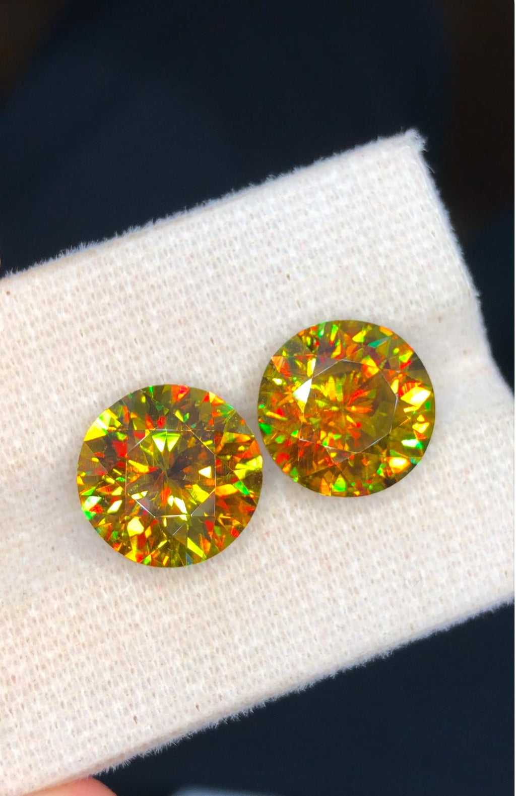 Full Fire Sphene Gemstone Pair: 11.80 ct Natural Titanite, August Birthstone
